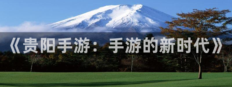 恩佐娱乐官方注册：《贵阳手游：手游的新时代》